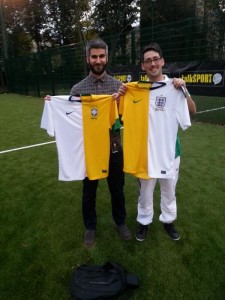 Me & Colin with my newly made England/Brazil shirts (thanks to Newman Pearce Tailoring!)