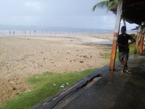 Local s playing beach footy, despite the rain, spectators retreated to the kiosk