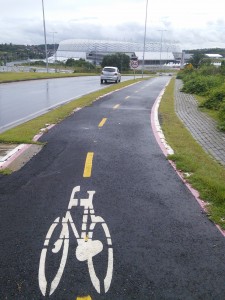 Another nice cycle lane, this one leading to the stadium