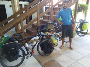 Pedro's bike dwarfed ours due to all his luggage - proper heavy!